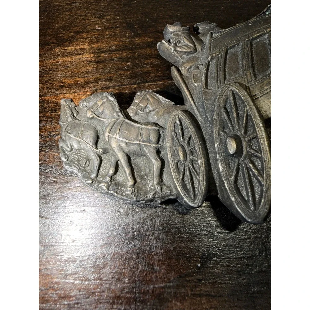 Vintage‎ 1979 Bergamot Brass Works Western Stagecoach Horse Belt Buckle Made USA
